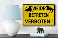 Holzschild Warnschild 18x12cm Weide Betreten verboten