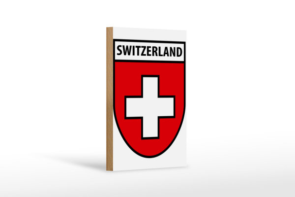 Holzschild Flagge 12x18cm Switzerland Schweiz Wappen