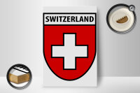 Holzschild Flagge 12x18cm Switzerland Schweiz Wappen