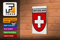 Holzschild Flagge 12x18cm Switzerland Schweiz Wappen