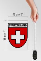 Holzschild Flagge 12x18cm Switzerland Schweiz Wappen