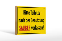 Holzschild Hinweis 18x12cm Toilette nach Benutzung