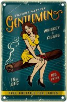 Blechschild Retro 12x18cm Pinup exclusive party gentlemen