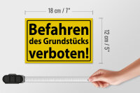 Holzschild Warnschild 18x12cm Befahren Grundstück verboten