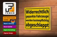 Holzschild Hinweis 18x12cm Widerrechtlich geparkte Fahrzeuge