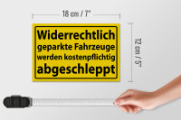 Holzschild Hinweis 18x12cm Widerrechtlich geparkte Fahrzeuge
