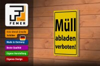 Holzschild Hinweis 12x18cm Müll abladen verboten