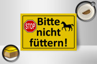 Holzschild Hinweis 18x12cm Stop Bitte nicht füttern (Pferd)