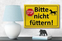 Holzschild Hinweis 18x12cm Stop Bitte nicht füttern (Pferd)