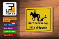 Holzschild Hinweis 18x12cm Nach Reiten bitte abäppeln