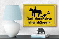 Holzschild Hinweis 18x12cm Nach Reiten bitte abäppeln