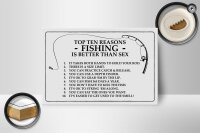 Holzschild Angeln 18x12cm Top 10 reasons Fishing is better