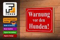 Holzschild Hinweis 18x12cm Warnung vor den Hunden (rot)