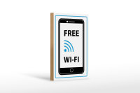 Holzschild Hinweis 12x18cm Free WI-FI (Handy)