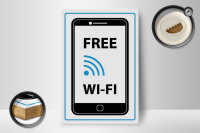 Holzschild Hinweis 12x18cm Free WI-FI (Handy)
