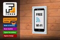 Holzschild Hinweis 12x18cm Free WI-FI (Handy)