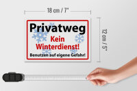 Holzschild Hinweis 18x12cm Privatweg kein Winterdienst
