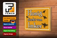 Holzschild Hinweis 18x12cm Honig direkt vom Imker