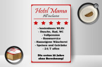 Holzschild Spruch 12x18cm Hotel Mama weiß-rotes