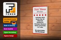 Holzschild Spruch 12x18cm Hotel Mama weiß-rotes