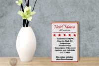 Holzschild Spruch 12x18cm Hotel Mama weiß-rotes