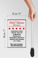 Holzschild Spruch 12x18cm Hotel Mama weiß-rotes