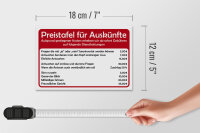 Holzschild Spruch 18x12cm Preistafel für Auskünfte
