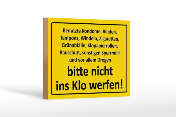 Holzschild Hinweis 18x12cm nicht ins Klo werfen