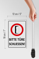 Holzschild Hinweis 12x18cm Bitte Türe schließen