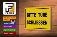 Holzschild Hinweis 18x12cm Bitte Türe schließen