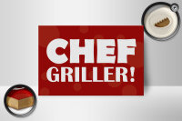 Holzschild Spruch 18x12cm Chef Griller rotes