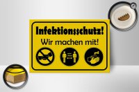 Holzschild Hinweis 18x12cm Infektionsschutz Wir machen mit