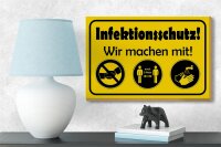 Holzschild Hinweis 18x12cm Infektionsschutz Wir machen mit