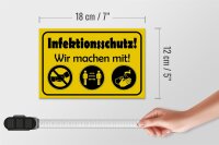 Holzschild Hinweis 18x12cm Infektionsschutz Wir machen mit