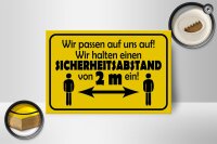 Holzschild Hinweis 18x12cm Sicherheitsabstand 2m