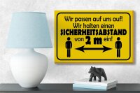 Holzschild Hinweis 18x12cm Sicherheitsabstand 2m