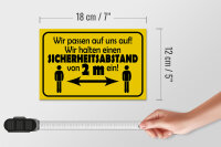 Holzschild Hinweis 18x12cm Sicherheitsabstand 2m