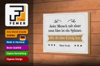 Holzschild Zitat 12x18 cm Jeder Mensch mit neuen Idee ist ein Spinner. Bis