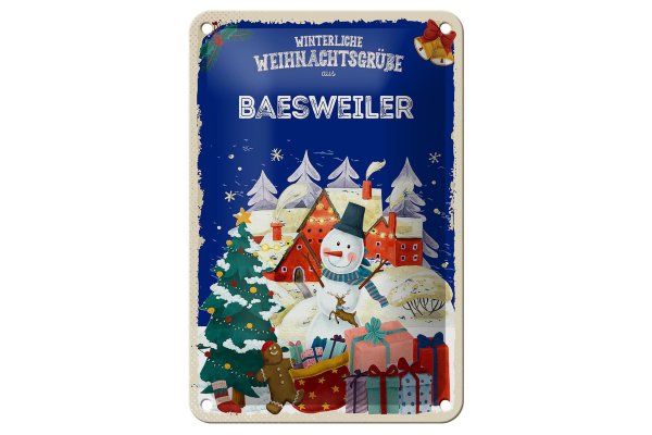 Blechschild Weihnachtsgrüße BAESWEILER Geschenk Dekoration  12x18cm