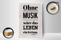 Holzschild Zitat 12x18 cm Ohne Musik wäre das Leben...