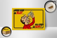 Holzschild Alkohol 18x12cm Bier im Blut, als Stroh im Kopf