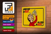 Holzschild Alkohol 18x12cm Bier im Blut, als Stroh im Kopf