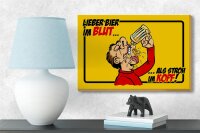 Holzschild Alkohol 18x12cm Bier im Blut, als Stroh im Kopf