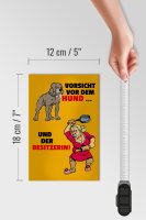 Holzschild Spruch 12x18cm Vorsicht vor Hund & der Besitzerin