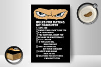 Holzschild Spruch 12x18cm Rules for dating my daughter Ninja
