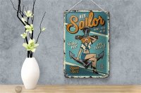 Blechschild Retro 12x18cm Pinup hey Sailor Ocean spirit See