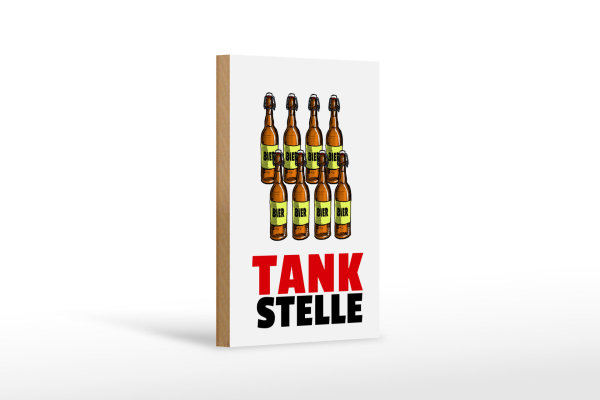 Holzschild Alkohol 12x18cm Tankstelle (Bierflaschen)