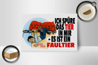 Holzschild Spruch 18x12cm Spüre Tier in mir Faultier
