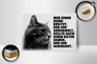 Holzschild Spruch 18x12cm Hund himmelt an Kater ignoriert