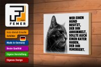 Holzschild Spruch 18x12cm Hund himmelt an Kater ignoriert
